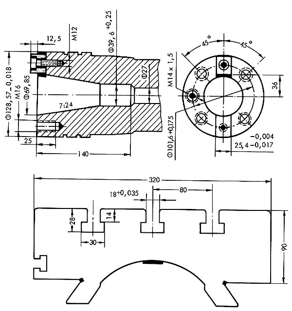 Посадочные і присоединительные базы верстата ФУ-321